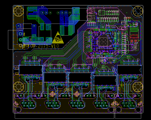 复杂控制板 PCB 布线与覆铜工程视图